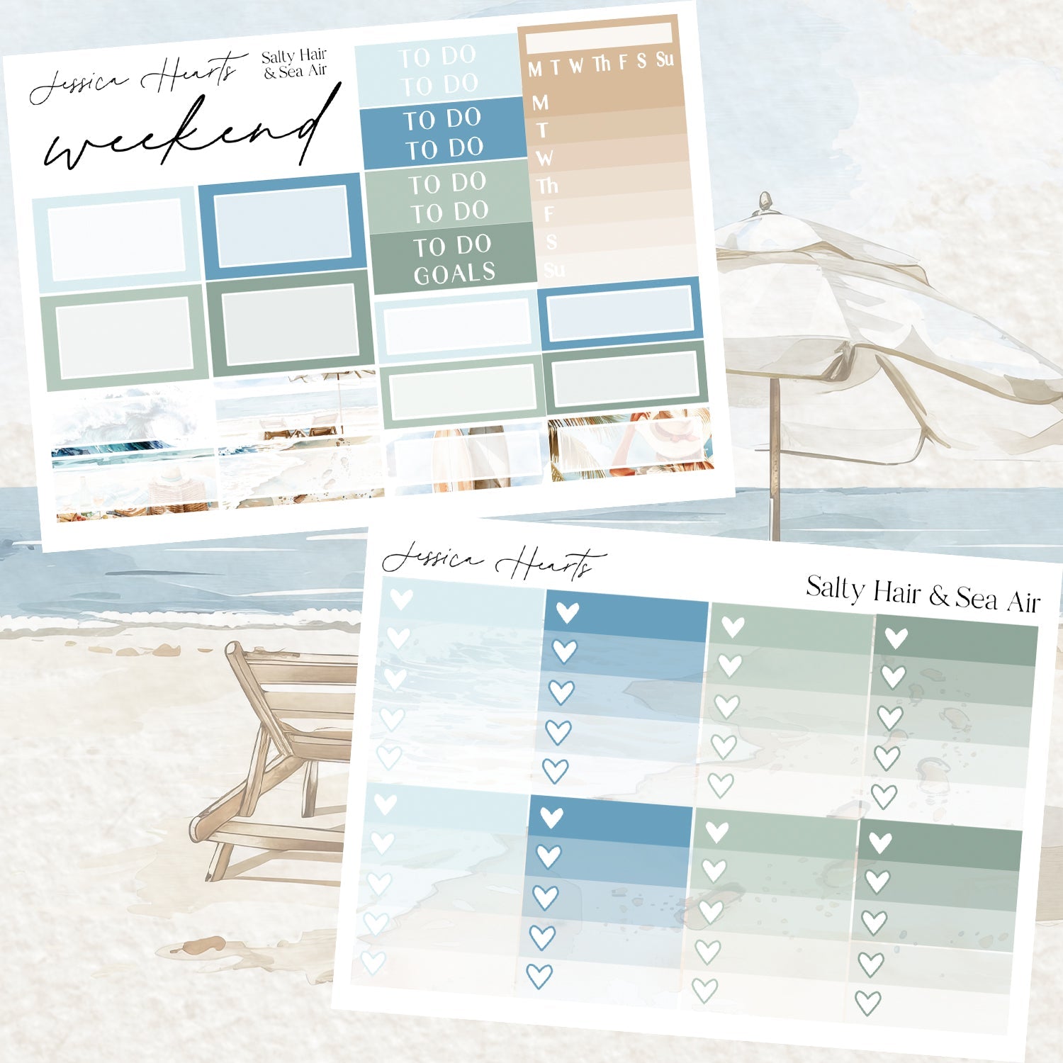 Salty Hair & Sea Air Weekly Sticker Kit - Jessica Hearts