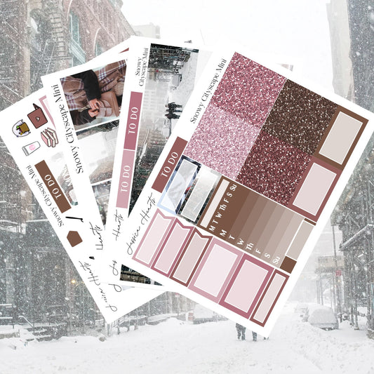 Snowy Cityscape MINI Sticker Kit - Jessica Hearts