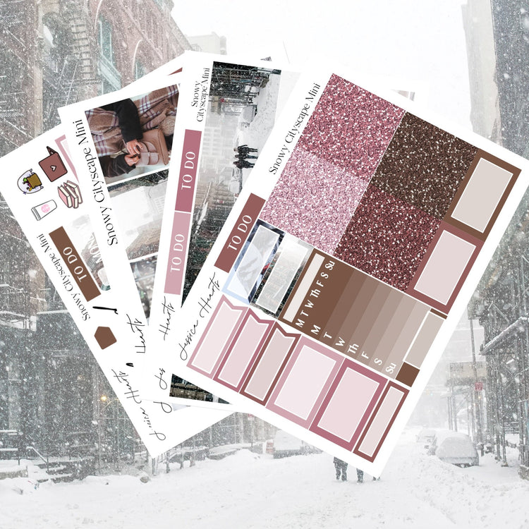 Snowy Cityscape MINI Sticker Kit - Jessica Hearts