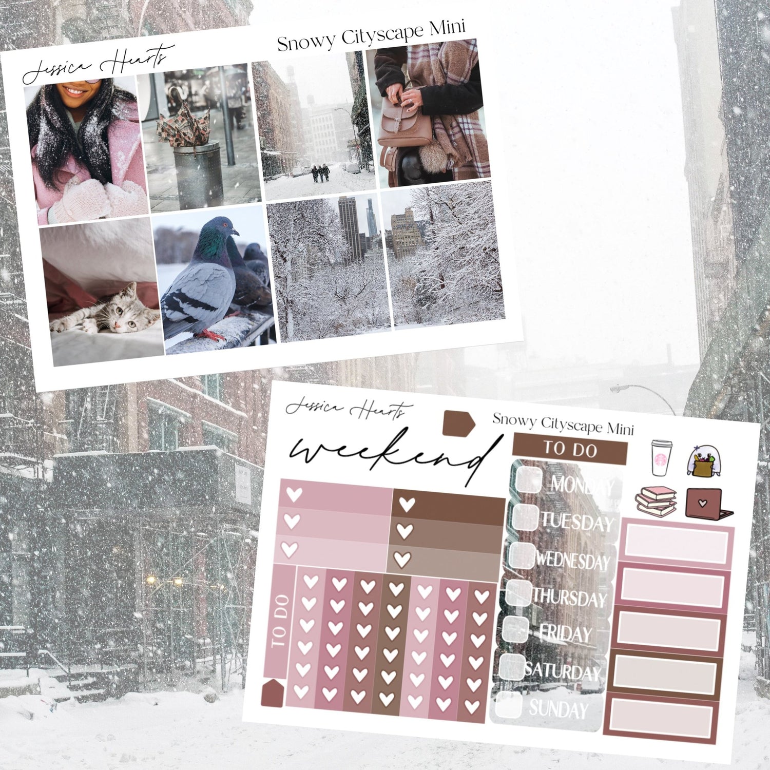 Snowy Cityscape MINI Sticker Kit - Jessica Hearts