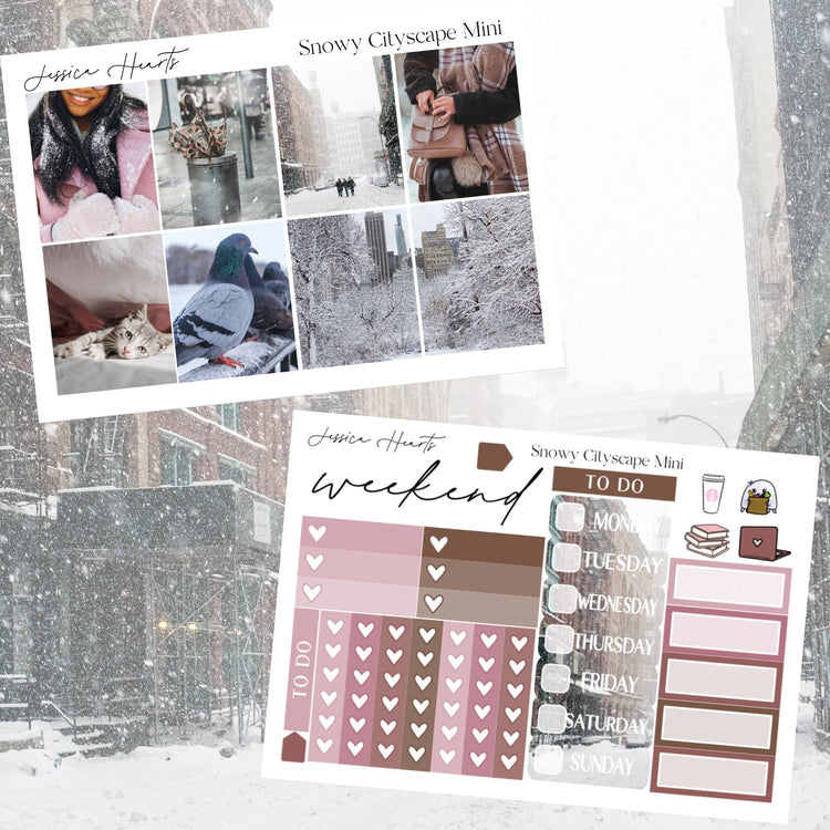 Snowy Cityscape MINI Sticker Kit - Jessica Hearts