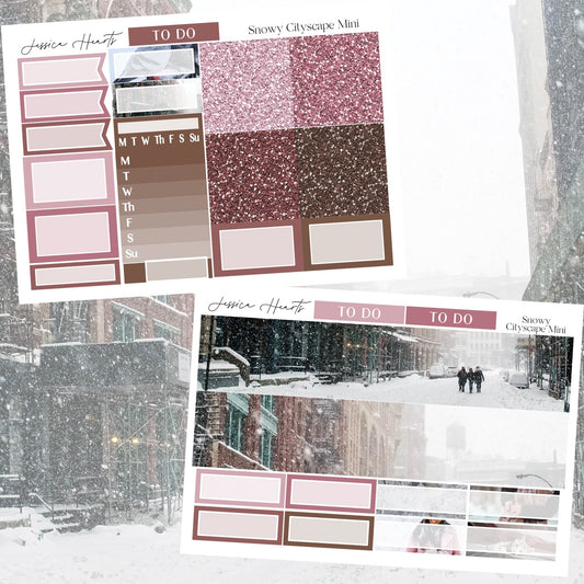 Snowy Cityscape MINI Sticker Kit - Jessica Hearts