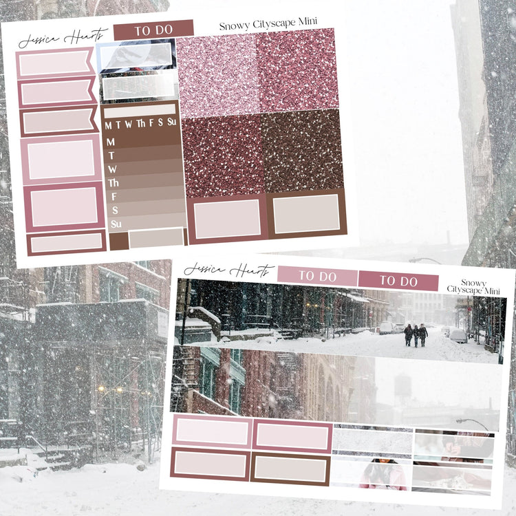Snowy Cityscape MINI Sticker Kit - Jessica Hearts