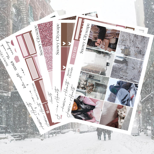 Snowy Cityscape Weekly Sticker Kit - Jessica Hearts
