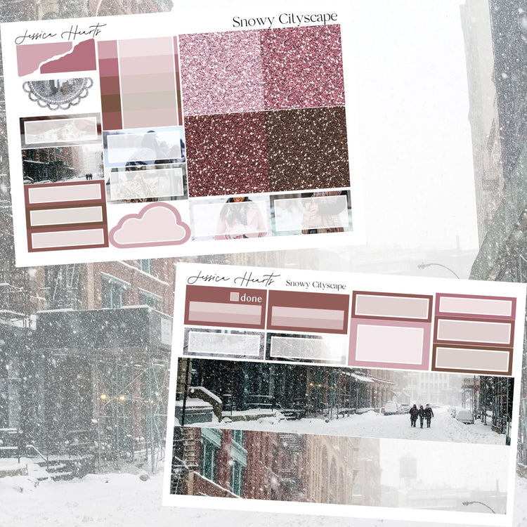 Snowy Cityscape Weekly Sticker Kit - Jessica Hearts