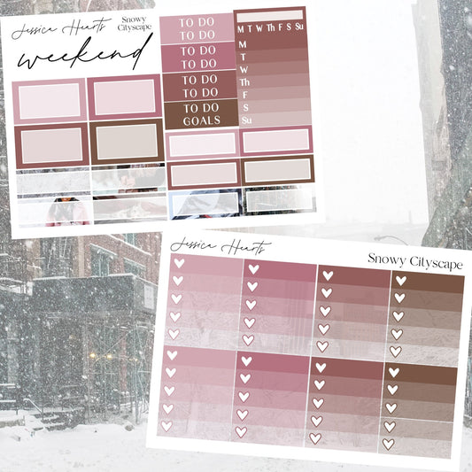 Snowy Cityscape Weekly Sticker Kit - Jessica Hearts