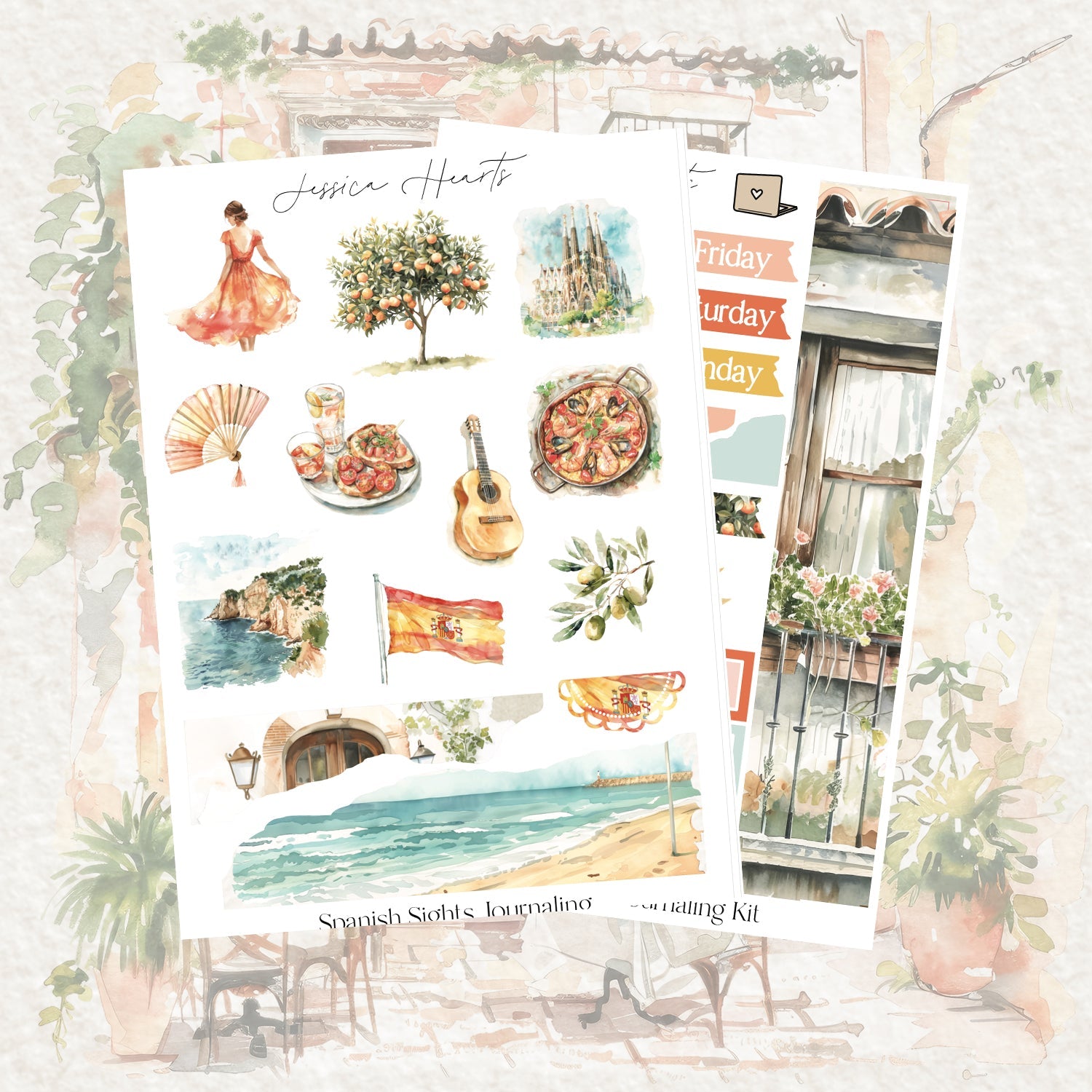 Spanish Sights Journaling Kit - Jessica Hearts