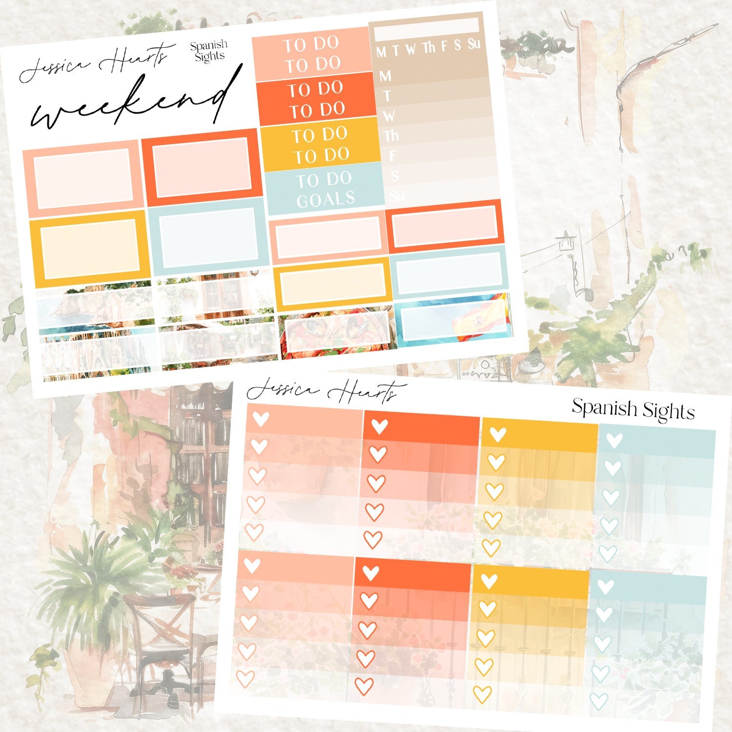 Spanish Sights Weekly Sticker Kit - Jessica Hearts