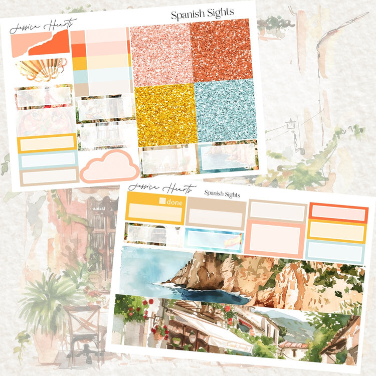 Spanish Sights Weekly Sticker Kit - Jessica Hearts