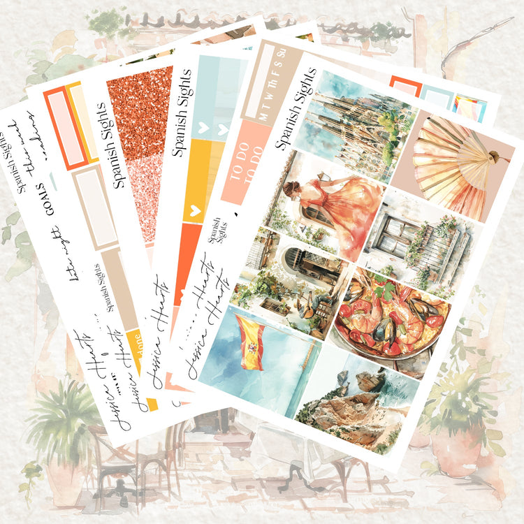 Spanish Sights Weekly Sticker Kit - Jessica Hearts