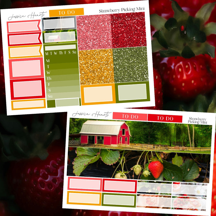 Strawberry Picking MINI Sticker Kit - Jessica Hearts