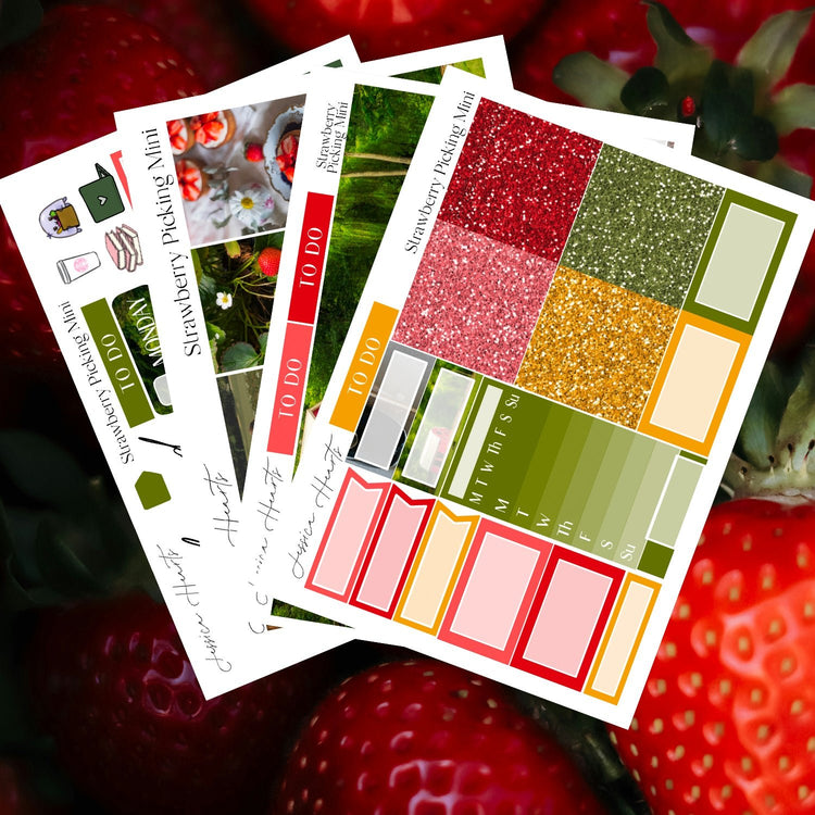 Strawberry Picking MINI Sticker Kit - Jessica Hearts