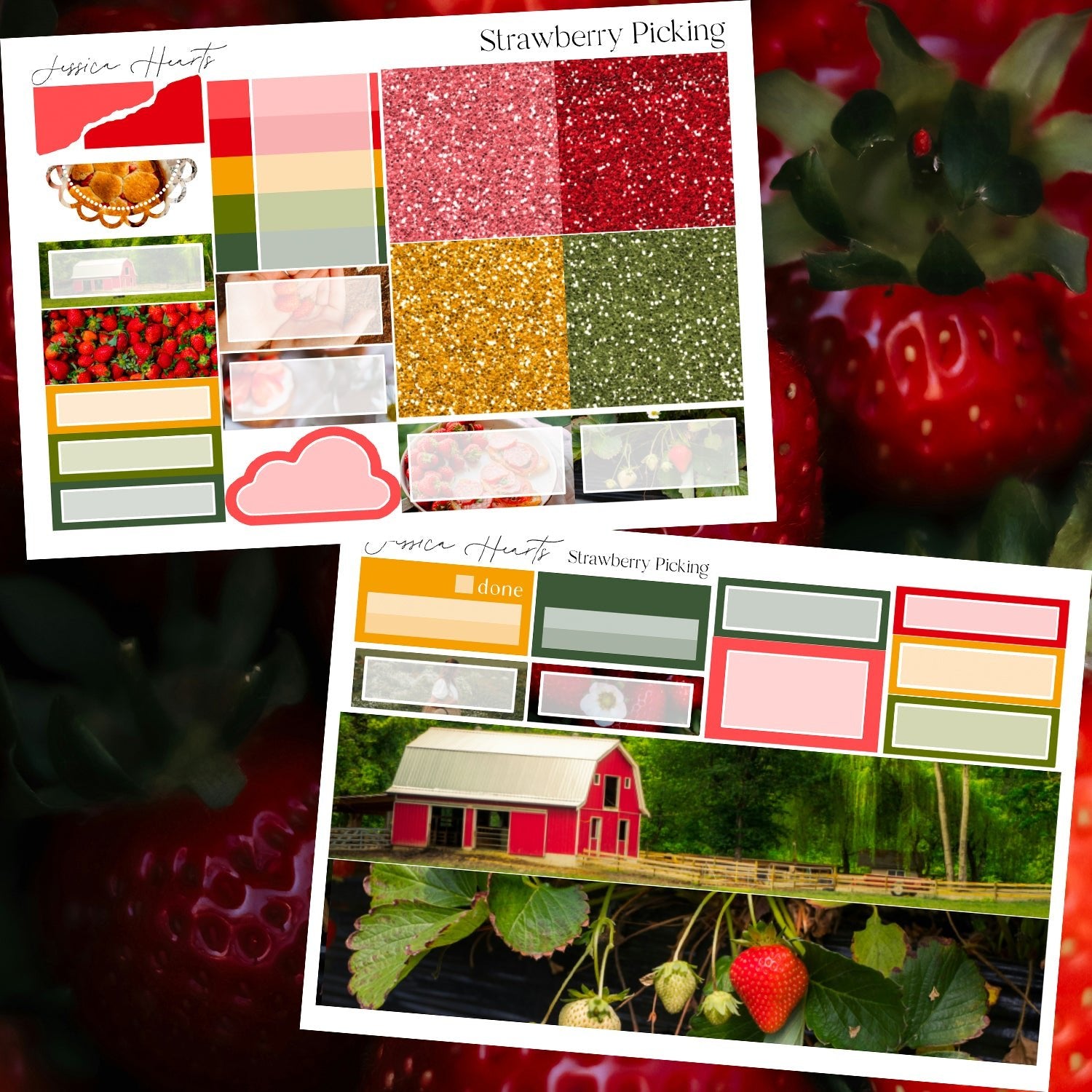 Strawberry Picking Weekly Sticker Kit - Jessica Hearts