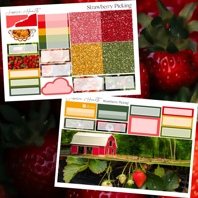 Strawberry Picking Weekly Sticker Kit - Jessica Hearts