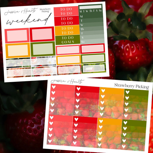 Strawberry Picking Weekly Sticker Kit - Jessica Hearts