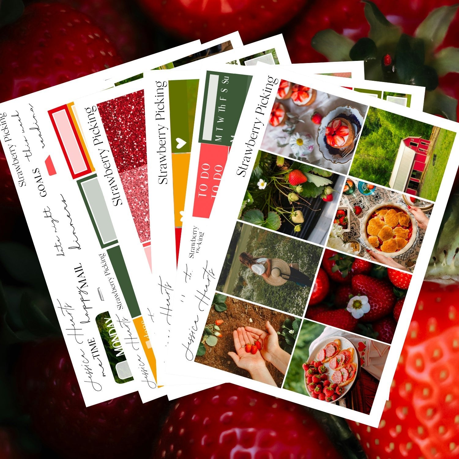 Strawberry Picking Weekly Sticker Kit - Jessica Hearts