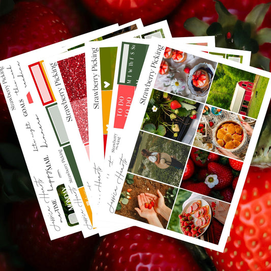 Strawberry Picking Weekly Sticker Kit - Jessica Hearts