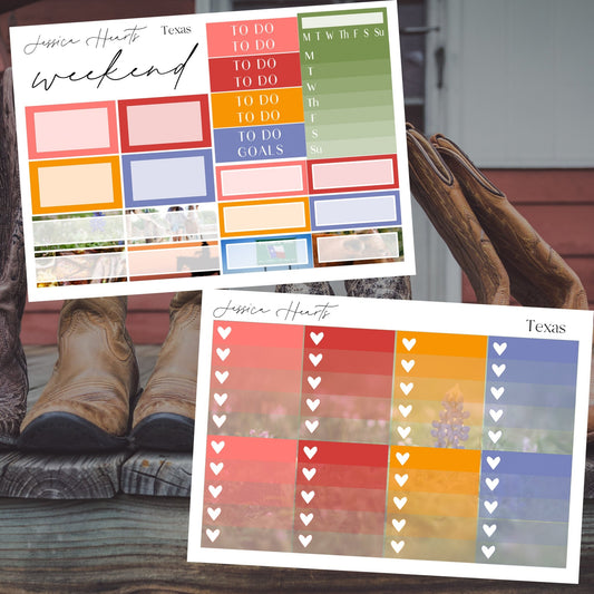 Texas 2025 Weekly Sticker Kit - Jessica Hearts