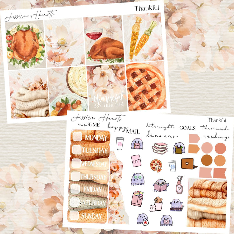 Thankful Weekly Sticker Kit - Jessica Hearts