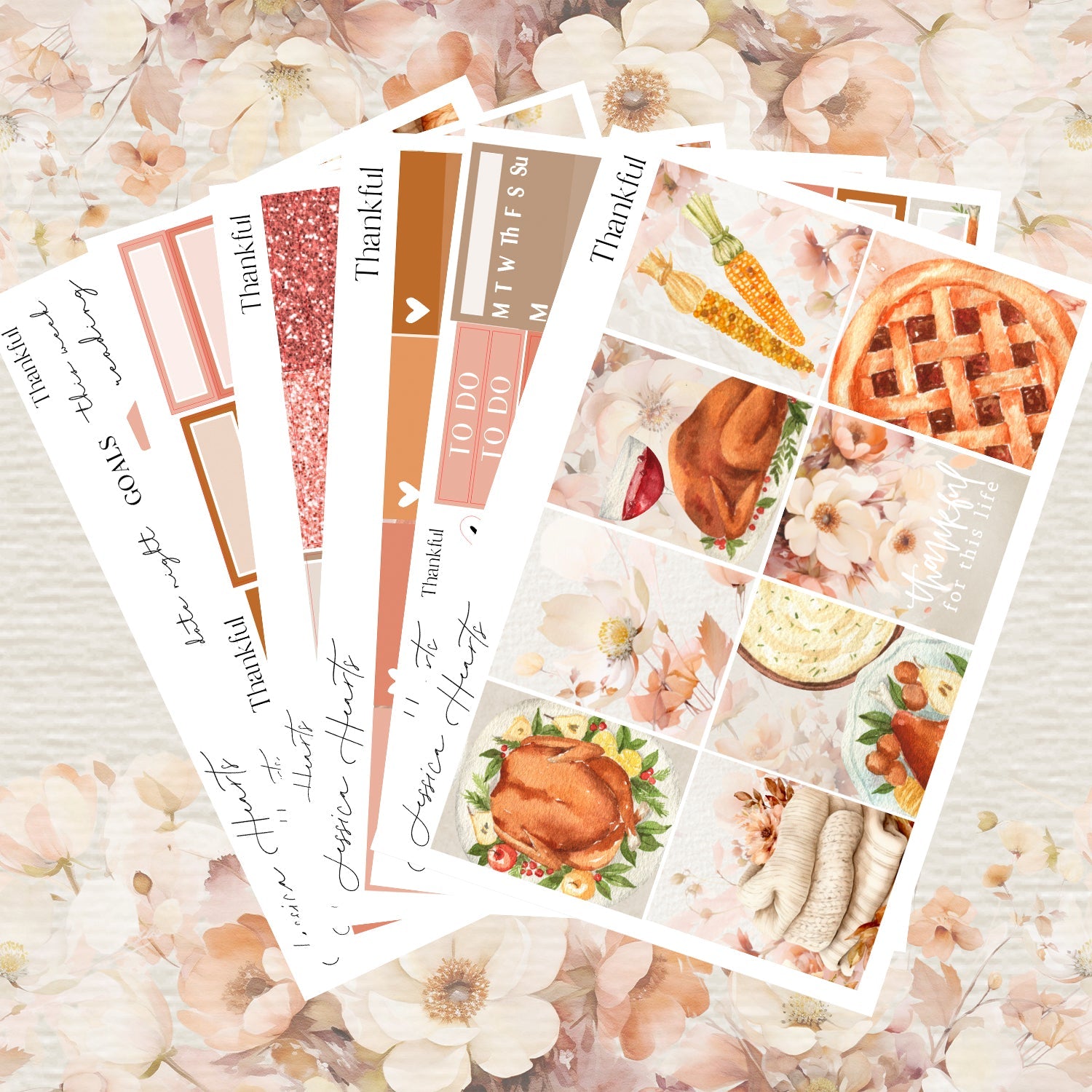 Thankful Weekly Sticker Kit - Jessica Hearts