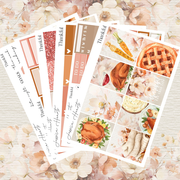 Thankful Weekly Sticker Kit - Jessica Hearts