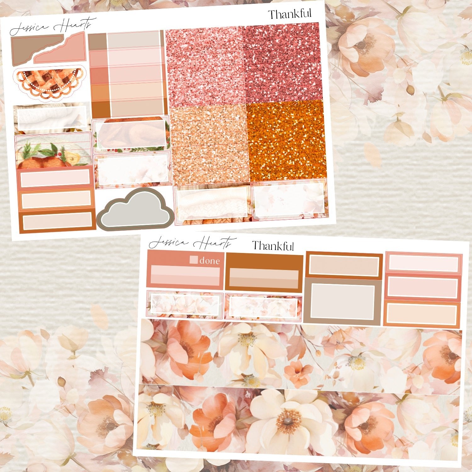 Thankful Weekly Sticker Kit - Jessica Hearts