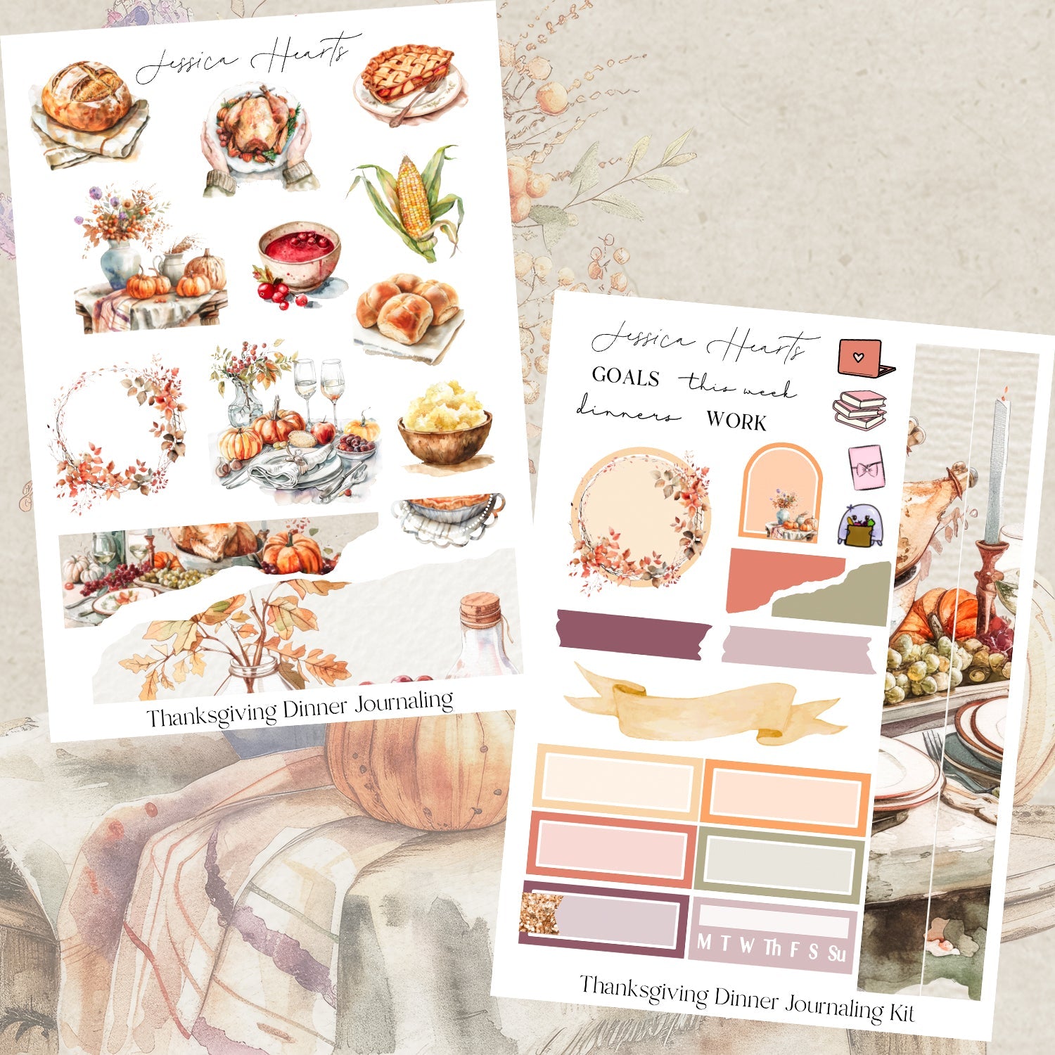 Thanksgiving Dinner Journaling Kit (new format) - Jessica Hearts