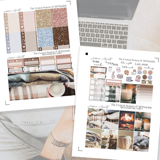 The Coziest Season of All Printable Planner Sticker Kit - Jessica Hearts