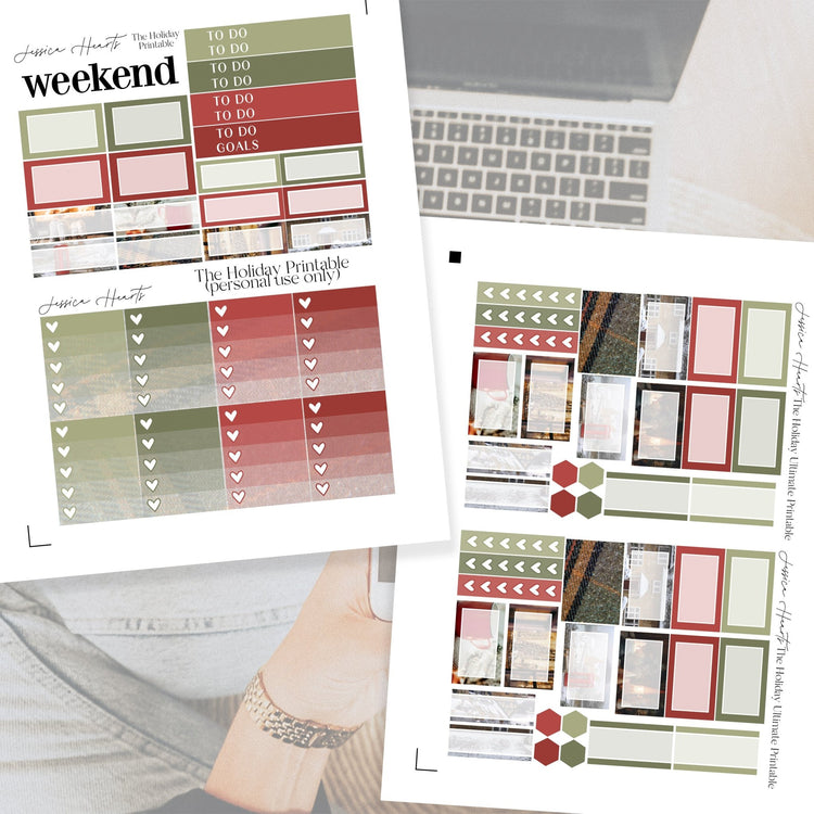 The Holiday Printable Planner Sticker Kit - Jessica Hearts