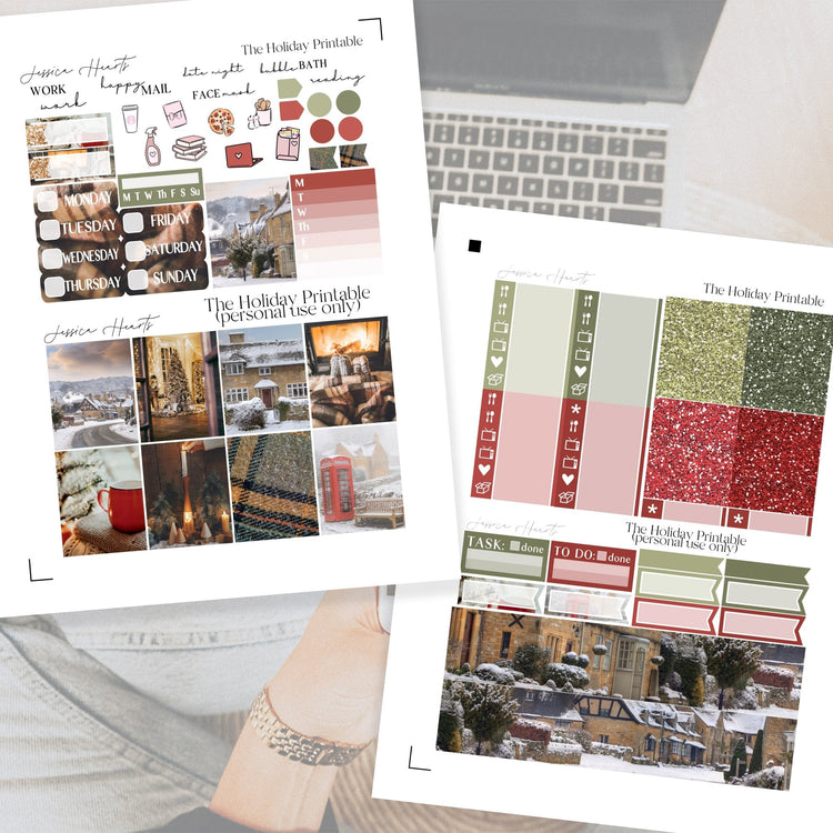 The Holiday Printable Planner Sticker Kit - Jessica Hearts