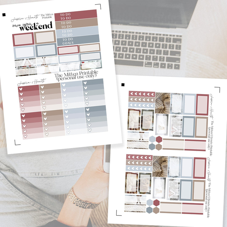 The Mitten Printable Planner Sticker Kit - Jessica Hearts