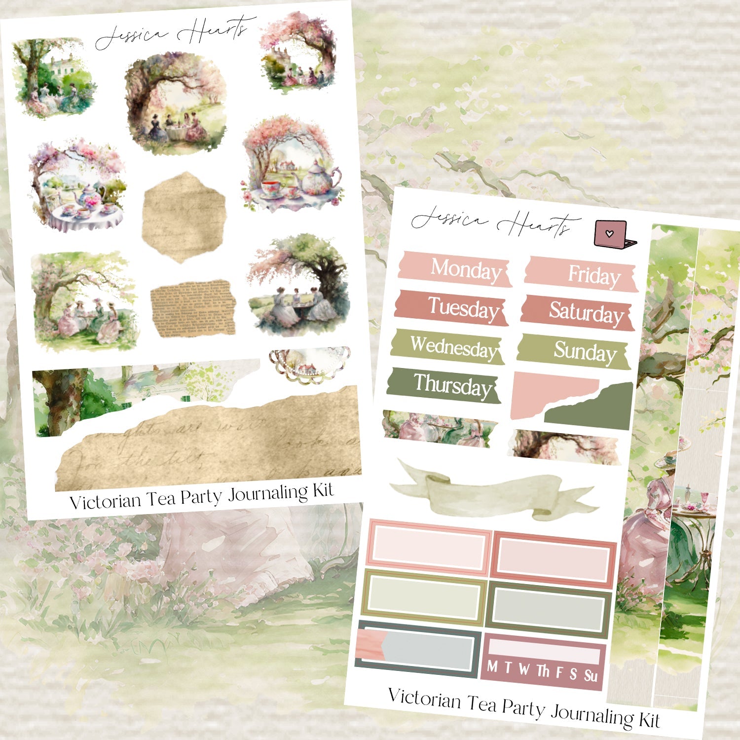 Victorian Tea Party Journaling Kit - Jessica Hearts