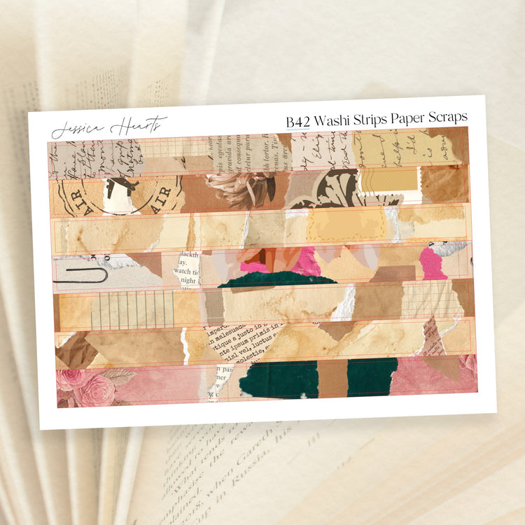 Washi Strips Paper Scraps (B42) - Jessica Hearts