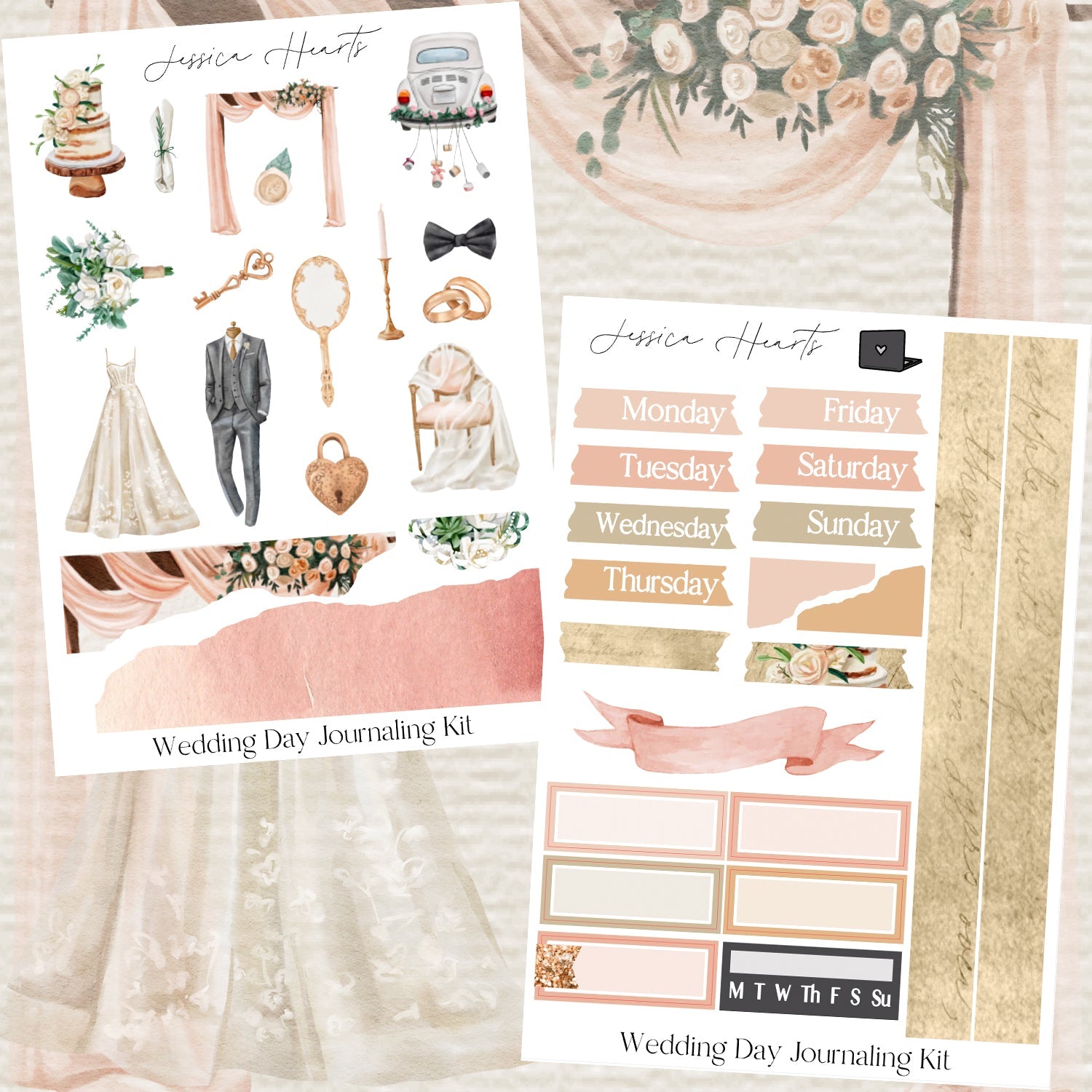 Wedding Day Journaling Kit - Jessica Hearts