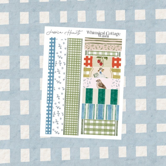 Whimsical Cottage Washi Sticker Sheet - Jessica Hearts
