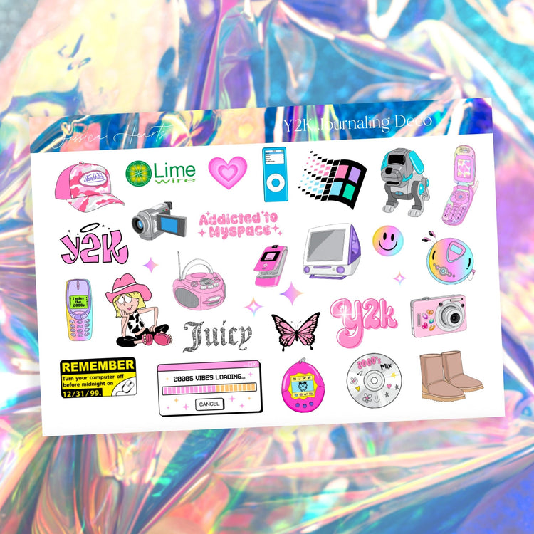 Y2K Journaling Deco Stickers - Jessica Hearts