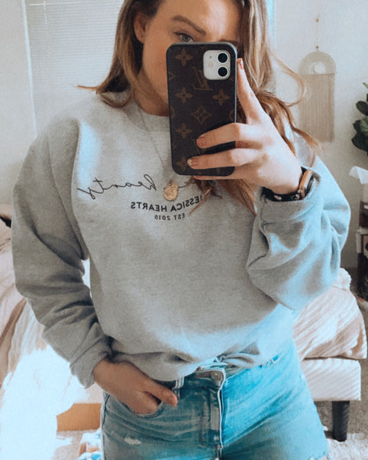 Jessica Hearts Chic Light Gray Pullover