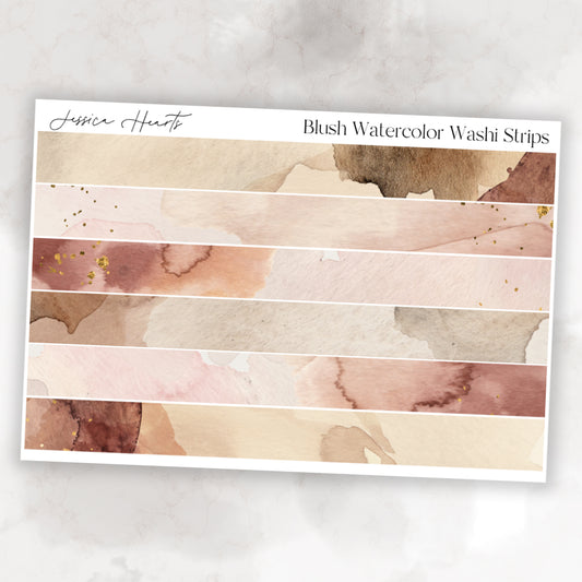 Blush Watercolor Washi Strips