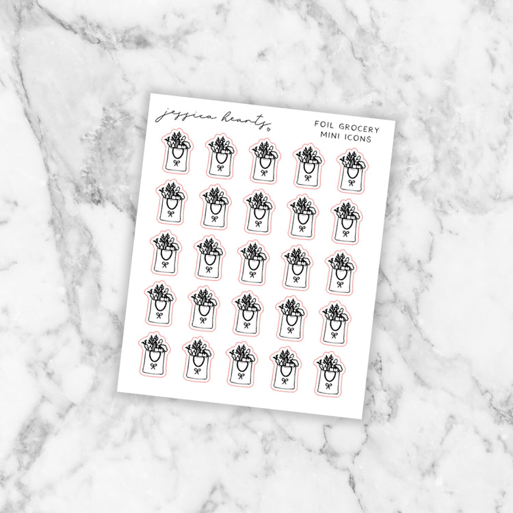Floral Grocery Foil Icon Stickers (Transparent)