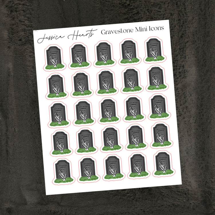 Gravestone Mini Icon Sticker Sheet
