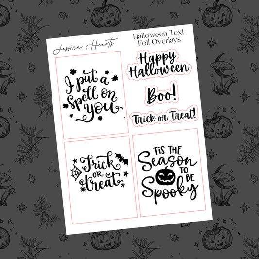 Halloween Text Foil Overlays