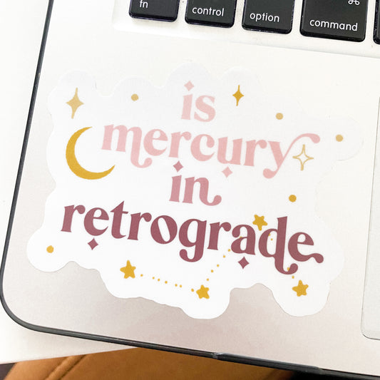 Mercury Retrograde White Vinyl Sticker