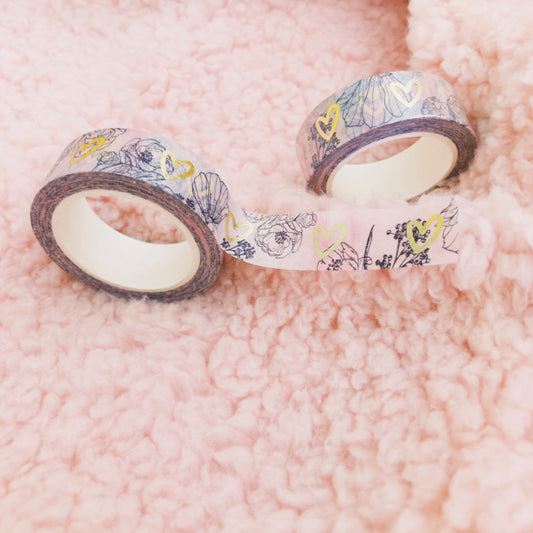 Floral Hearts Foil Washi Tape Limited Edition,  - Jessica Hearts