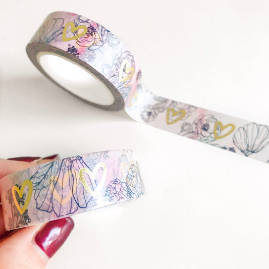 Floral Hearts Foil Washi Tape Limited Edition,  - Jessica Hearts