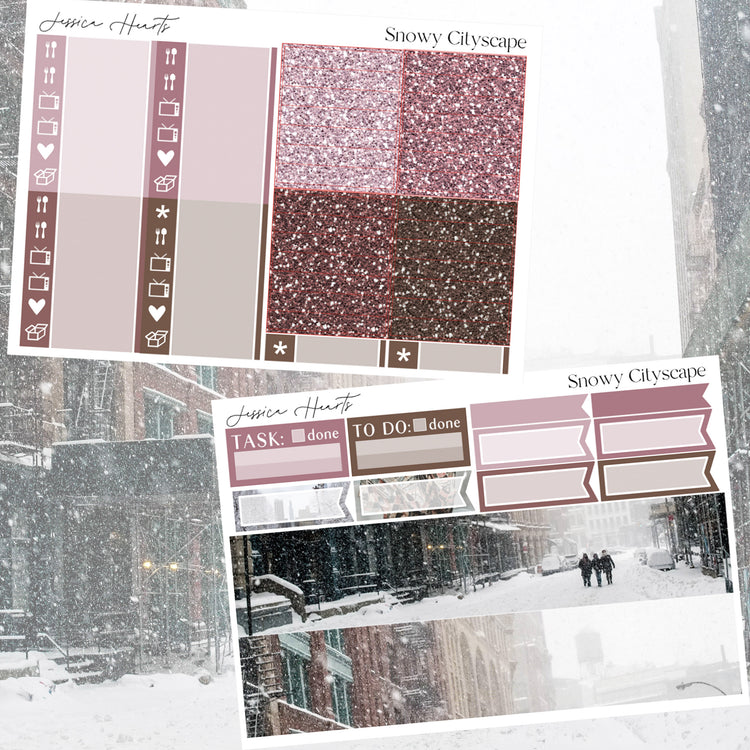 Snowy Cityscape Weekly Sticker Kit