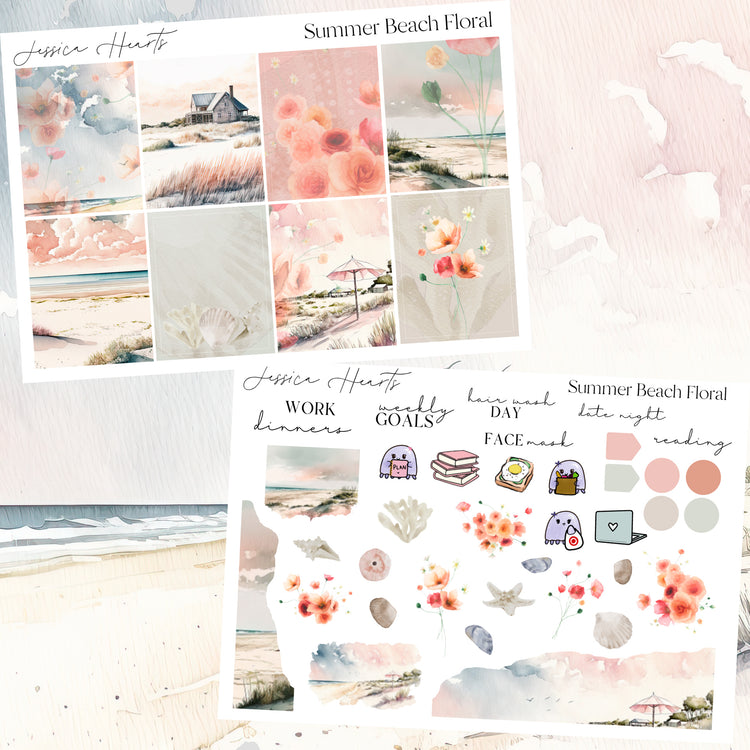 Summer Beach Floral Weekly Sticker Kit *Jessica's Faves Format*
