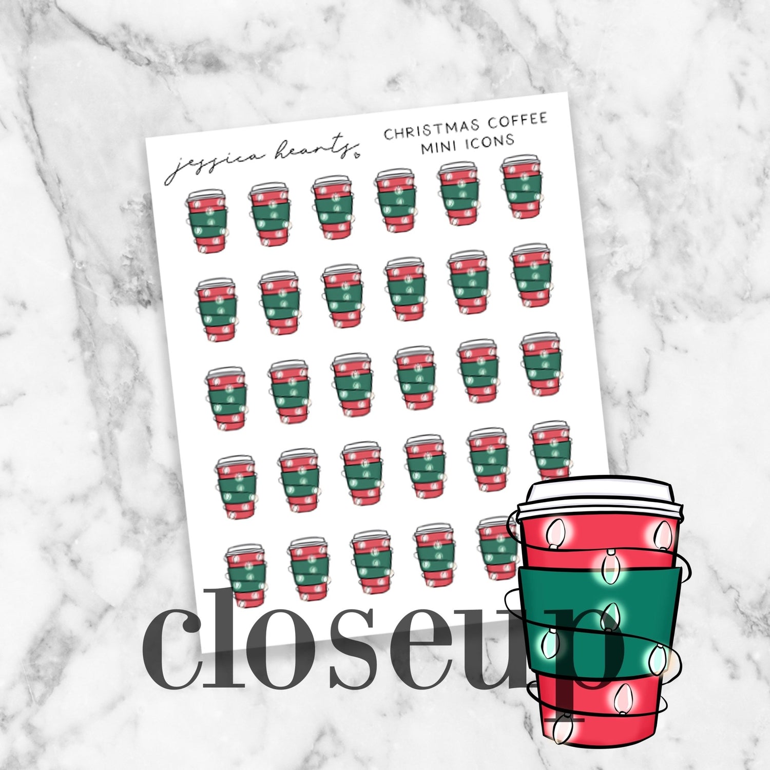 Christmas Coffee Mini Icons - Jessica Hearts