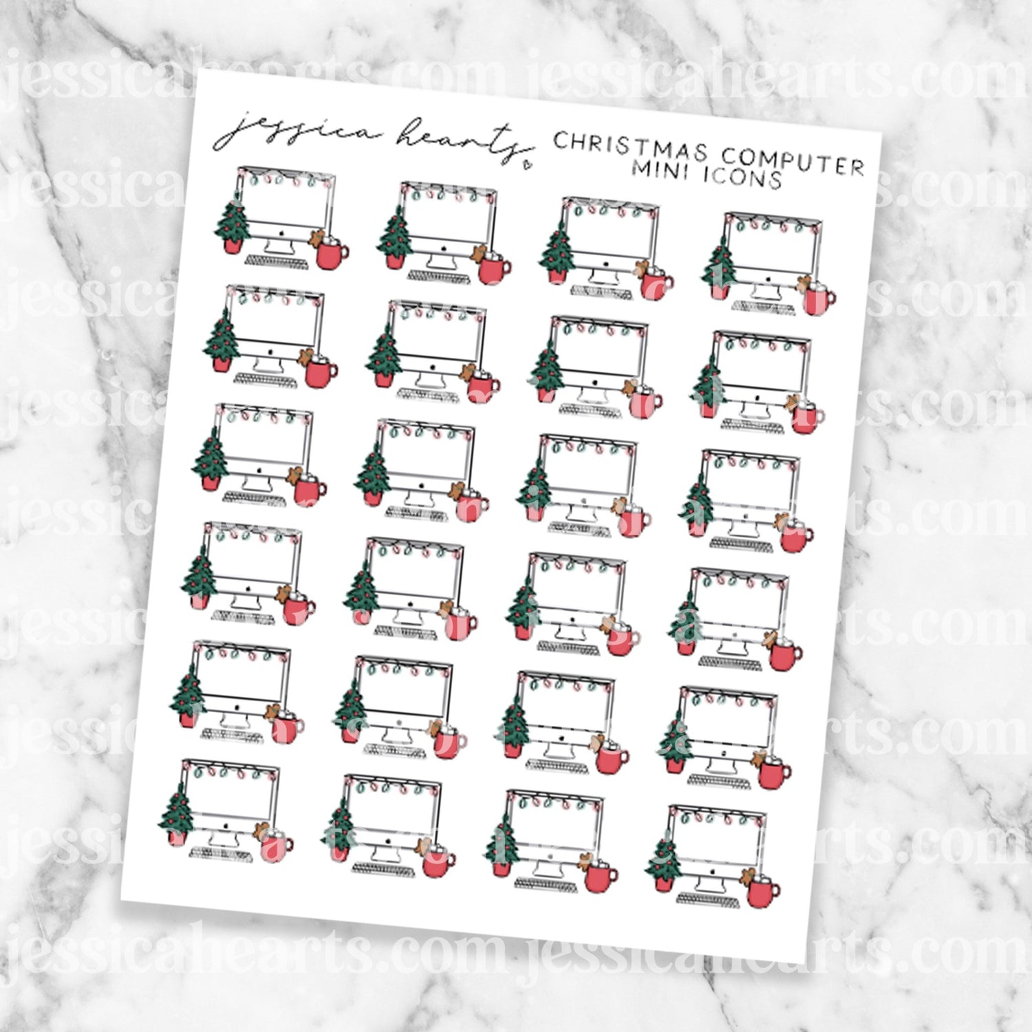 Christmas Computer Mini Icons - Jessica Hearts
