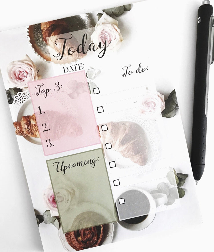 Coffee & Croissants To Do Notepad - Jessica Hearts