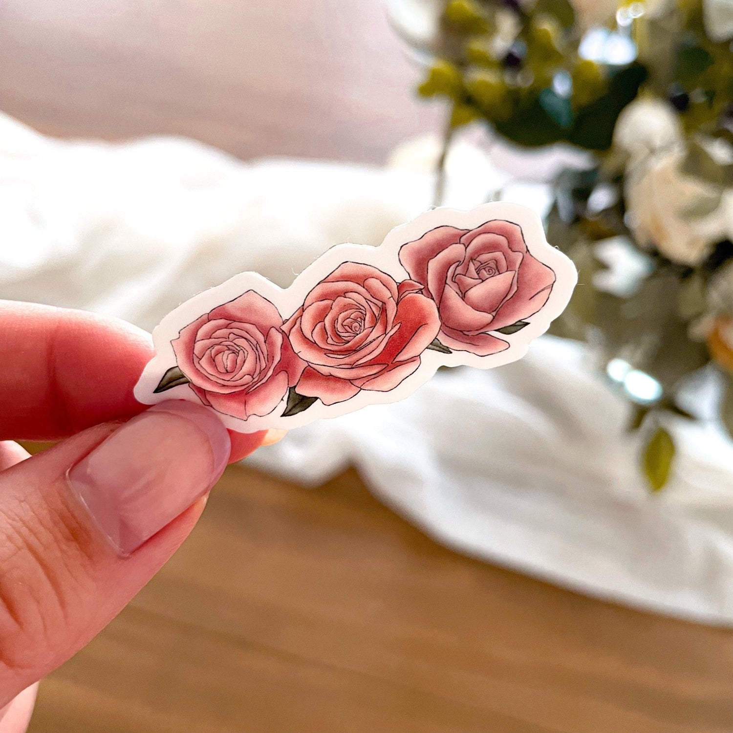 Evermore Rose Garland Vinyl Sticker - Jessica Hearts